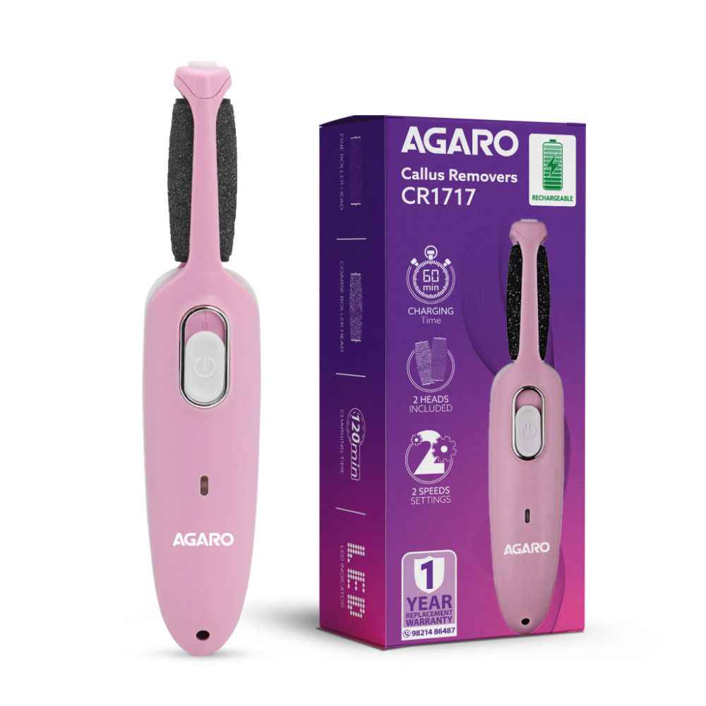Agaro Callus Remover Cr1717 With 2 Heads Electric Foot Care Tool For Smooth Feet (1Pc)