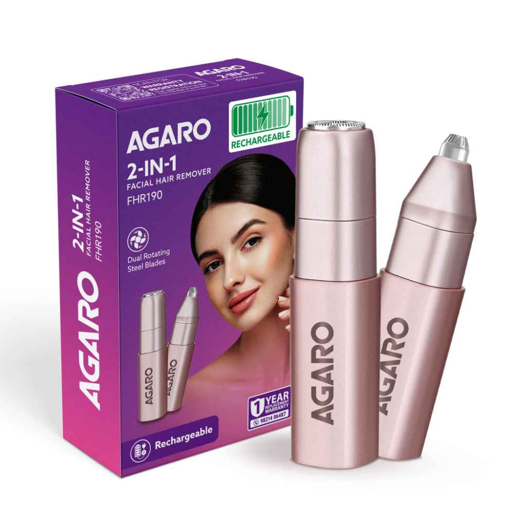 Agaro FHR190 Facial Hair Remover For Women Usb Rechargeable Painless Hair Removal Tool - Rose Gold (1 pc)