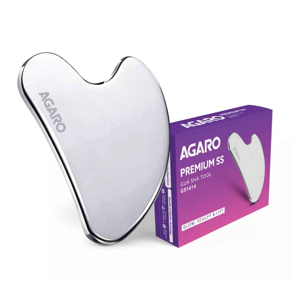 Agaro Premium SS Gua Sha Tool GS1414 Stainless Steel Facial Sculpting And Lifting Tool (1pc)