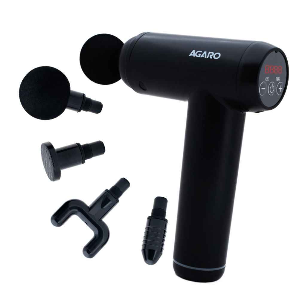 Agaro Imperial Gun Massager 99-Level Deep Tissue with 4 Heads - Black (1 pc)