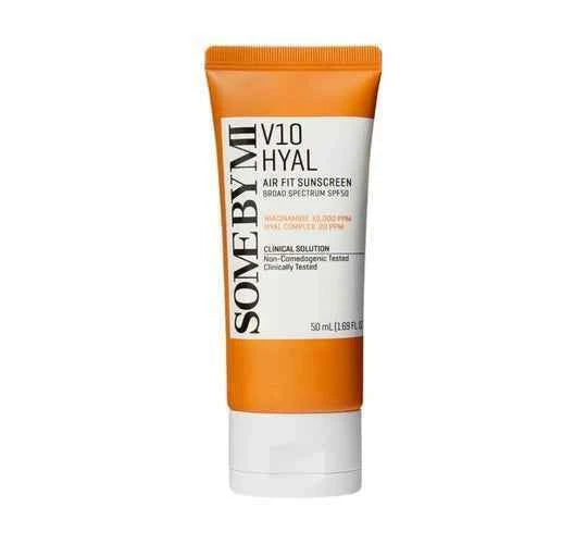 SOME BY MI V10HYAL Air Fit Sunscreen 50ml | Broad Spectrum SPF50 | Lightweight Chemical Sunscreen with Hyaluronic Acid | For Sensitive Skin + Everyday Use
