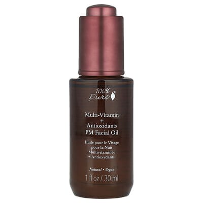 100% PURE, Multi-Vitamin + Antioxidants PM Facial Oil, 1 fl oz (30 ml)