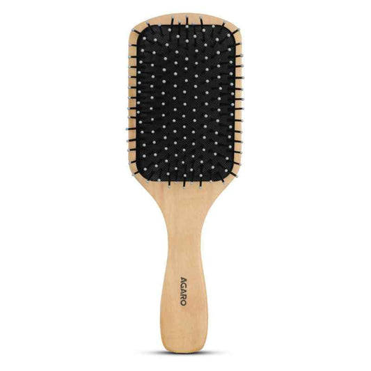 Agaro Wooden Paddle Hair Brush - Nylon Bristles & Anti-Static