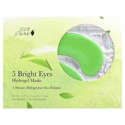 100% PURE, Bright Eyes, Hydrogel Eye Masks, 5 Masks, 0.28 oz (8 g) Each - Asian Beauty