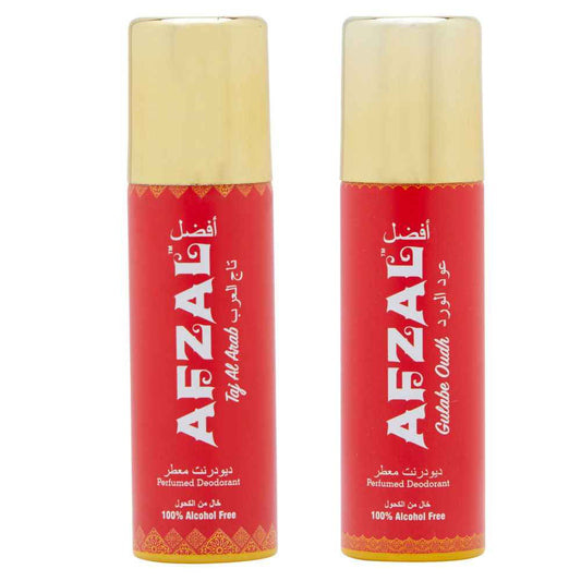 Afzal Non Alcoholic Gulabe Oudh & Taj Al Arab Combo Deodorants - Pack Of 2 (50ml)