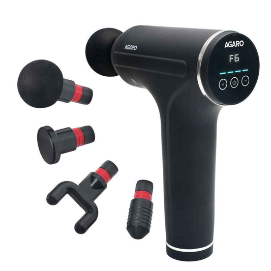 Agaro Galaxy Gun Massager 6-Speed Deep Tissue with 4 Heads - Black (1 pc)
