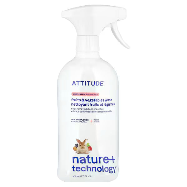 ATTITUDE, Nature + Technology���, Fruit & Vegetables Wash, Unscented, 27.1 fl oz (8