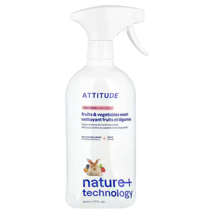 ATTITUDE, Nature + Technology���, Fruit & Vegetables Wash, Unscented, 27.1 fl oz (8