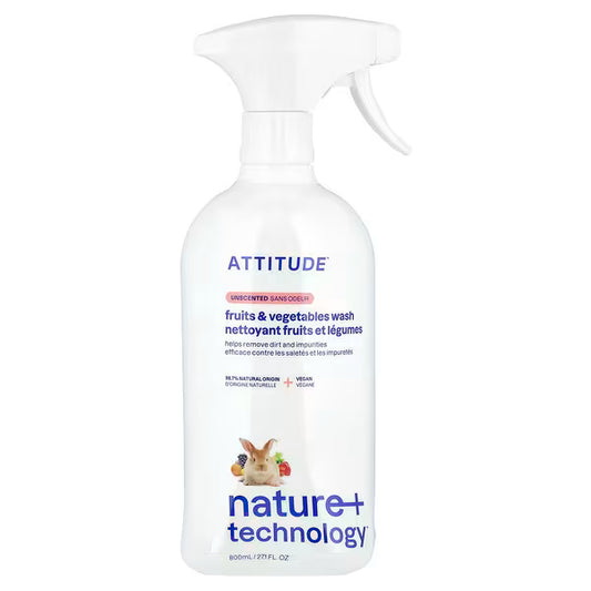 ATTITUDE, Nature + Technology���, Fruit & Vegetables Wash, Unscented, 27.1 fl oz (8