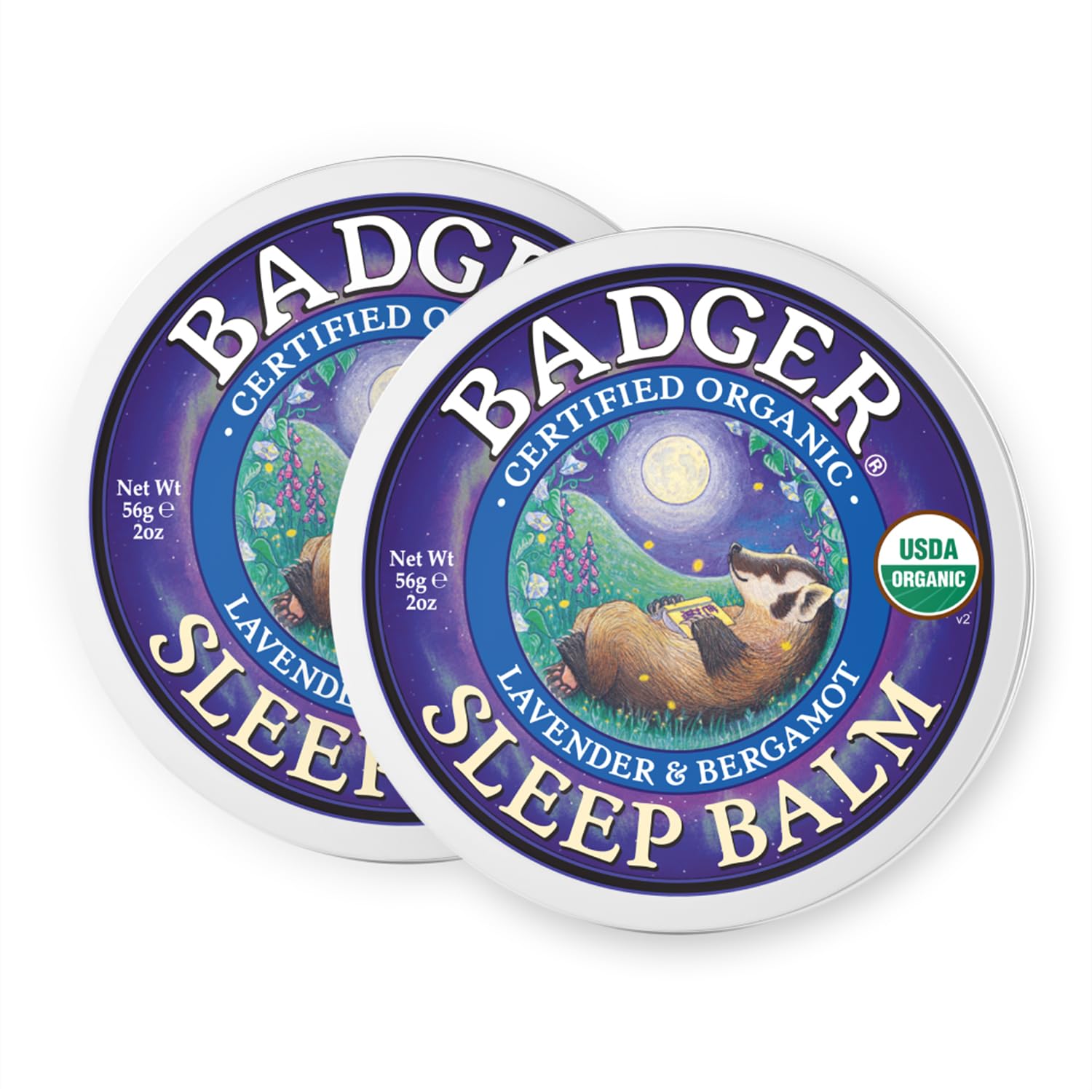 Badger - Sleep Balm, Lavender & Bergamot, Natural Sleep Balm, Scented Relaxing Balm for Children and Adults, Calming Night Balm, Organic Sleep Balm, 2 oz (2 Pack)