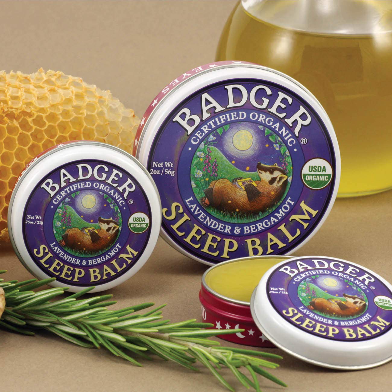 Badger - Sleep Balm, Lavender & Bergamot, Natural Sleep Balm, Scented Relaxing Balm for Children and Adults, Calming Night Balm, Organic Sleep Balm, 2 oz (2 Pack)