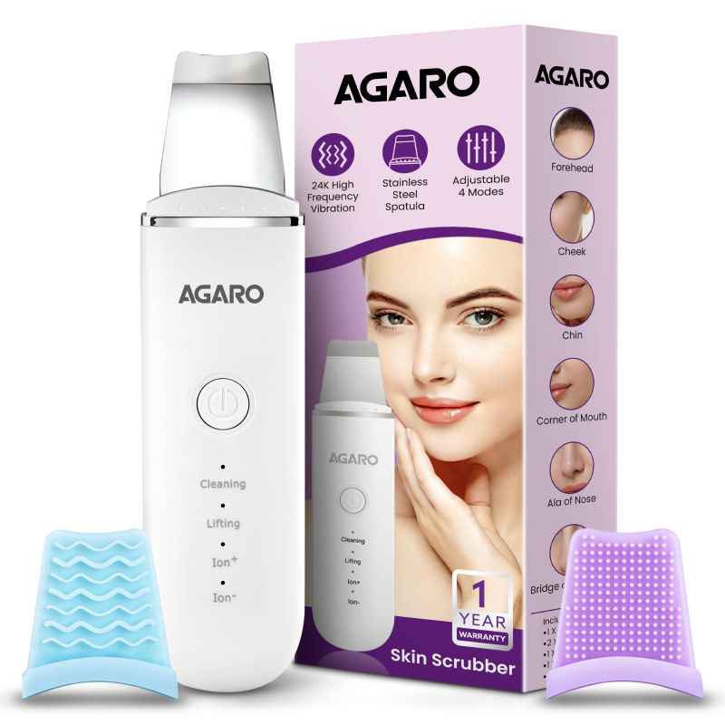 AGARO Ultrasonic Facial Skin Scrubber for Wet Skin, Blackhead Remover with 4 Modes (1 pieces