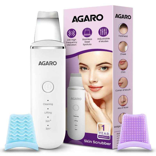 AGARO Ultrasonic Facial Skin Scrubber for Wet Skin, Blackhead Remover with 4 Modes (1 pieces