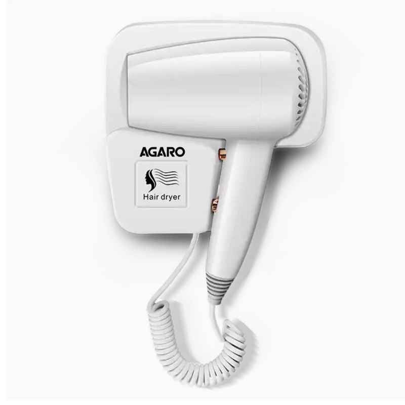 AGARO HD1417 Wall Mounted Hair Dryer 1400W, Electric Wall Mount for Bathroom, Household, White (580 g)