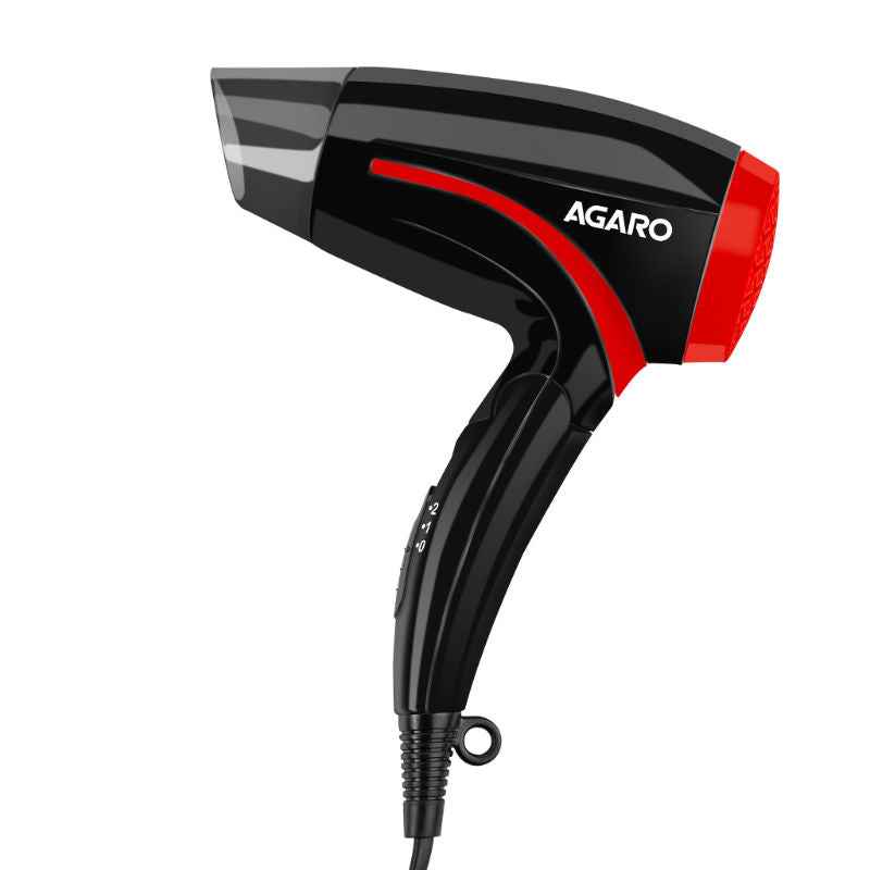 AGARO HD1177 Hair Dryer 1000W Copper Motor, 2 Speed & Temp, Foldable Handle, Men&Women, Black & Red (350 g)