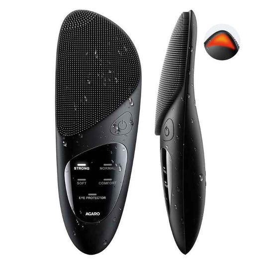 AGARO CM2407 Facial Cleansing Massager, Sonic Vibration, 5 Cleaning Modes, Soft Silicone, Black (1pc)