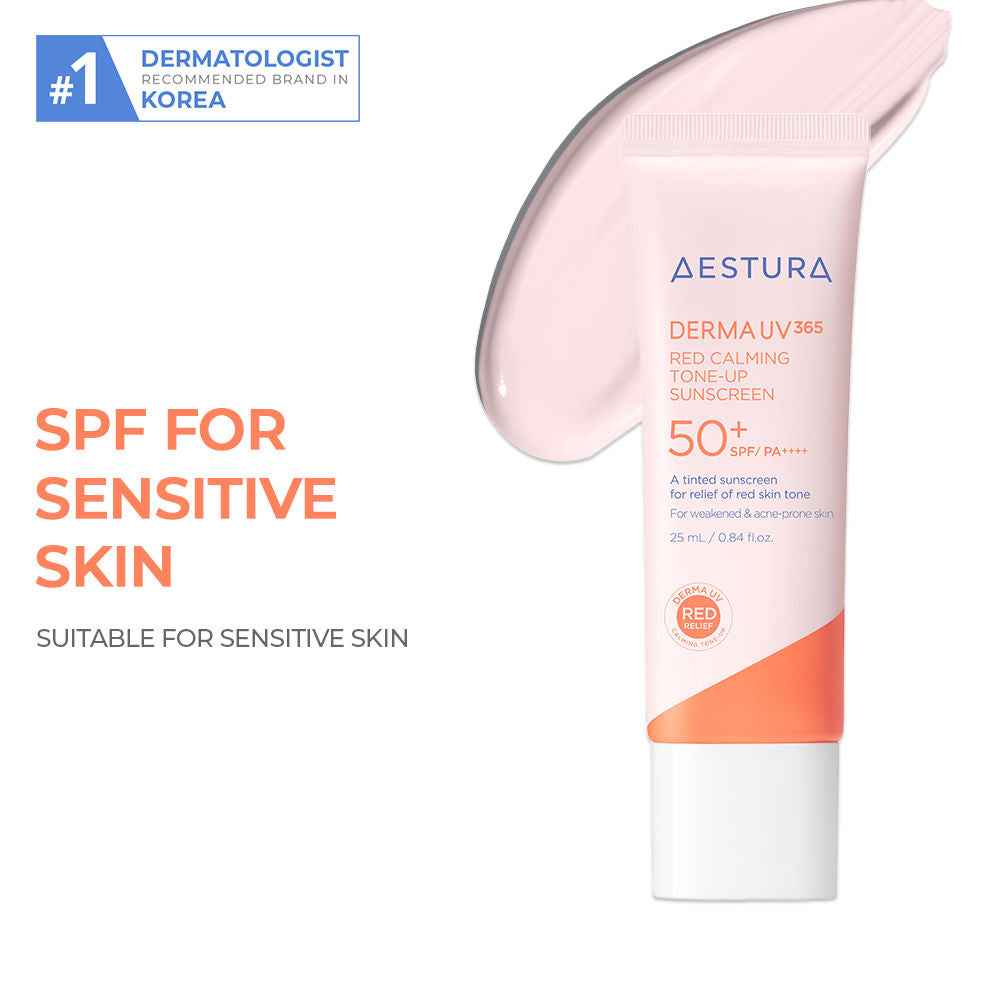Aestura Derma UV365 Red Calming Tone - Up Sunscreen 50+ SPF/PA++++ (25ml)