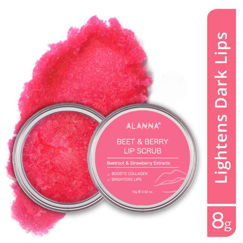 ALANNA Beet & Berry Lip Scrub, Gentle Beetroot Exfoliation for Soft, Glossy Lips, For Women & Men (8g)