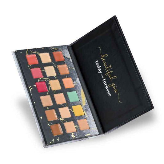 Aflairza 18 Shades Makeup Palette Foundation Concealer, Contour & Blush For Blendable Matte Makeup - Black (31g)